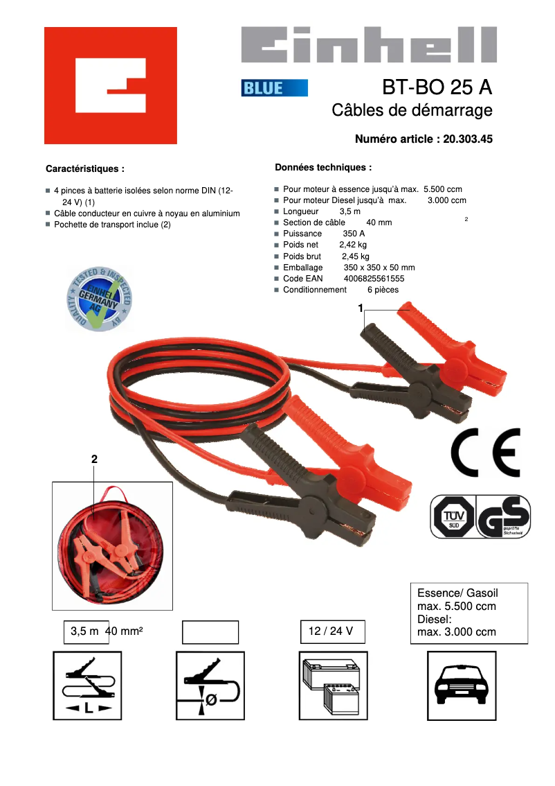 Page 1 de la notice Fiche technique Einhell BT-BO 25/1 A