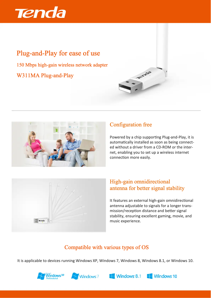 Page 1 de la notice Manuel utilisateur Tenda W311MA