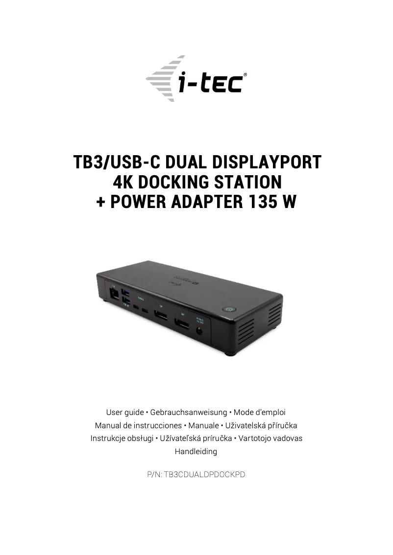Page 1 de la notice Manuel utilisateur i-TEC TB3CDUALDPDOCK
