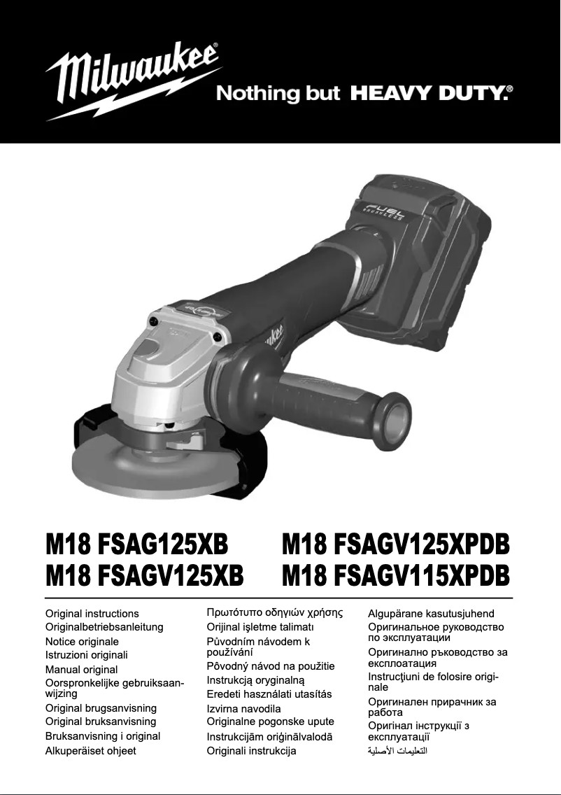 Page n°1 - Manuel utilisateur Milwaukee M18 FSAG125XB