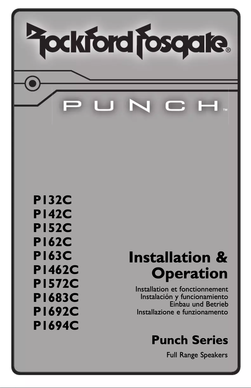 Page n°1 - Manuel utilisateur Rockford Fosgate Punch P1462C