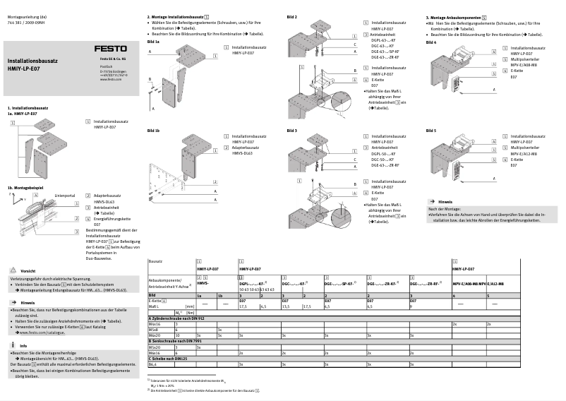 Page 1 de la notice Manuel utilisateur Festo HMIY-LP-E07