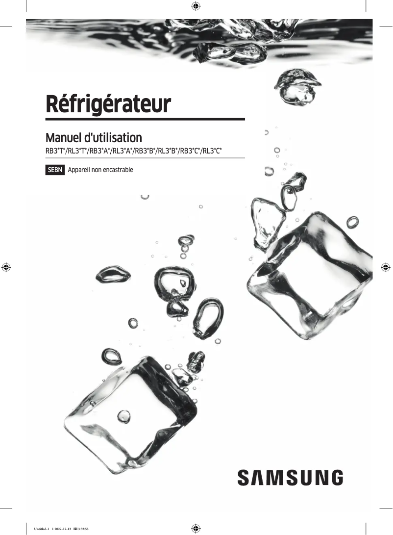 Page 1 de la notice Manuel utilisateur Samsung RB3DT600ESA