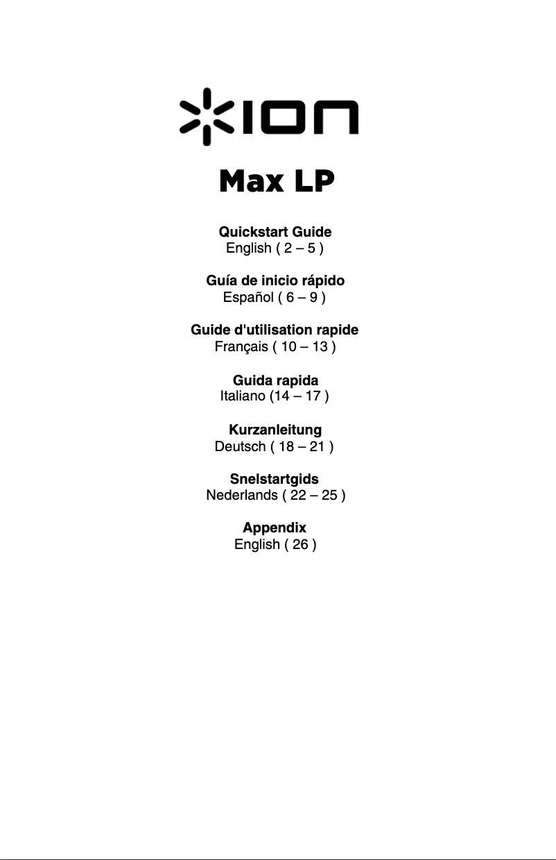Page 1 de la notice Manuel utilisateur ION Max LP
