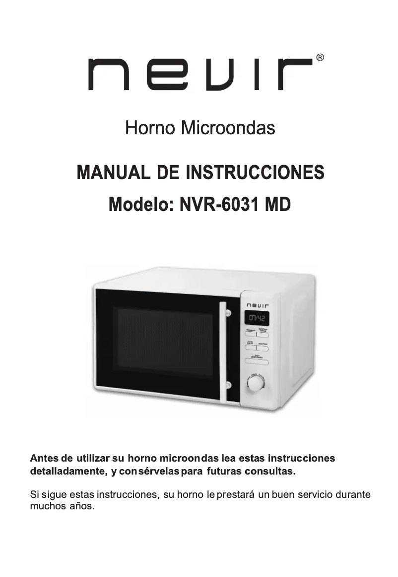 Página 1 del manual Manual de usuario Nevir NVR-6031 MD