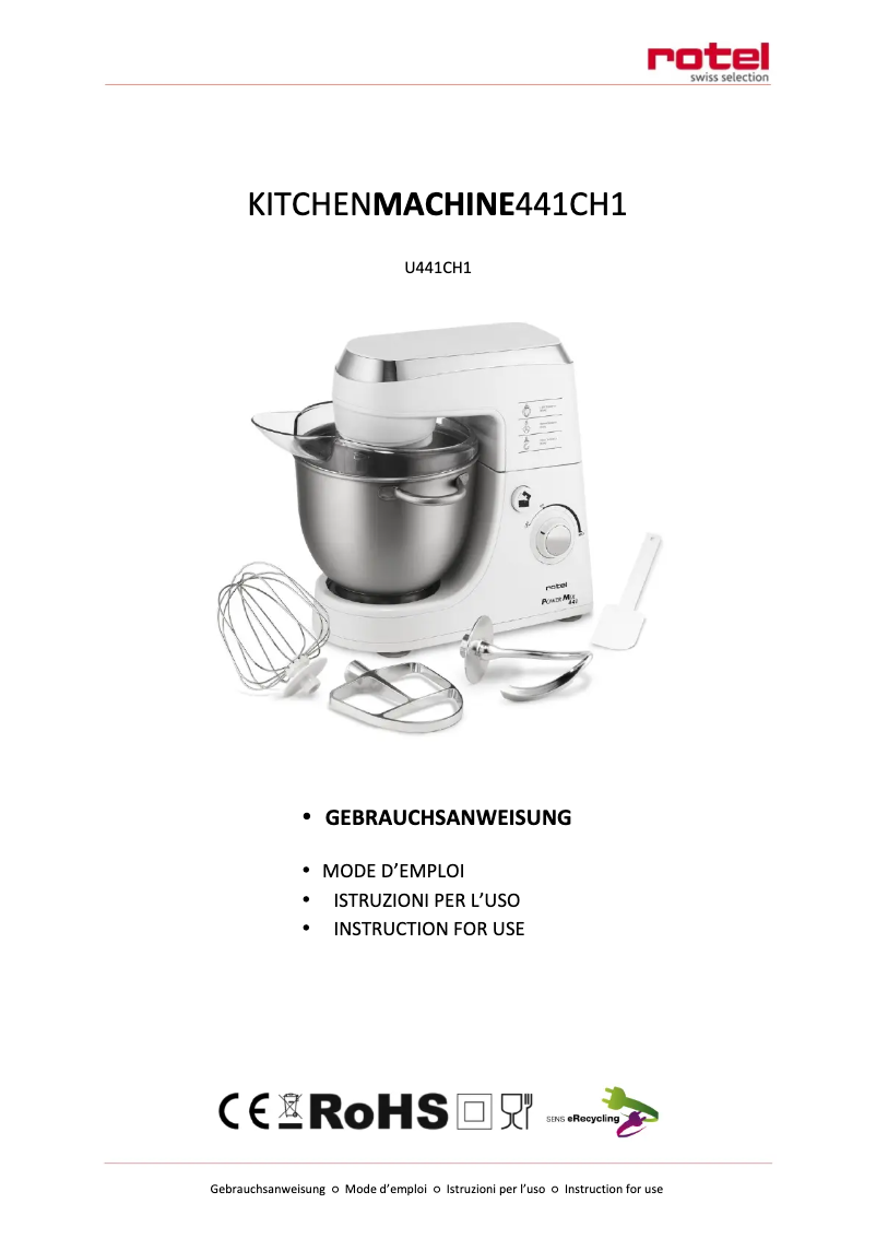 Page 1 de la notice Manuel utilisateur Rotel U441CH1