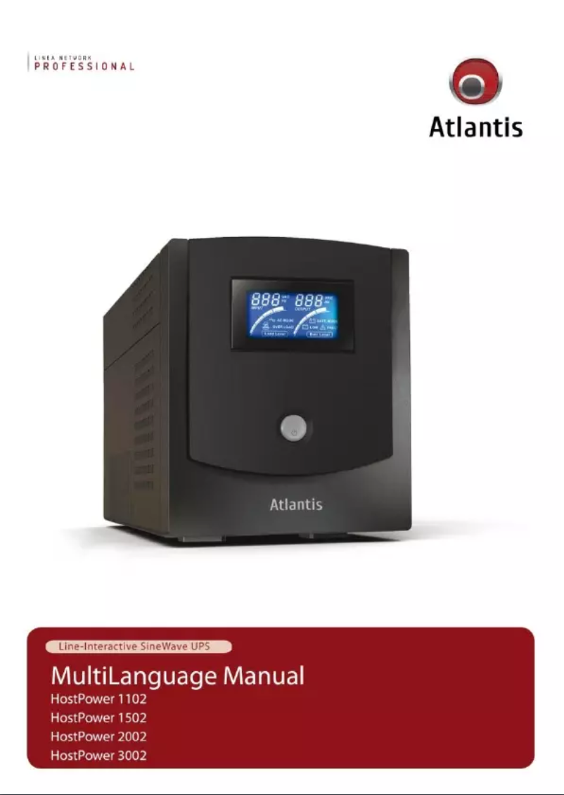 Page n°1 - Manuel utilisateur Atlantis Land HostPower 2202