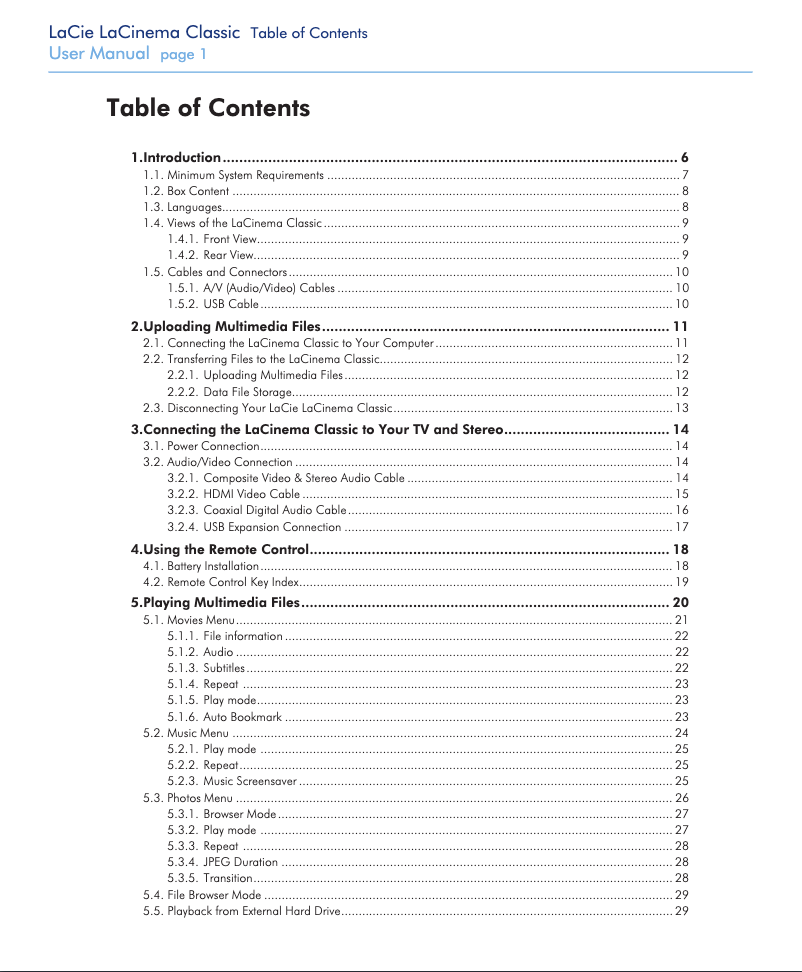 Página 1 del manual Manual de usuario LaCie LaCinema Classic