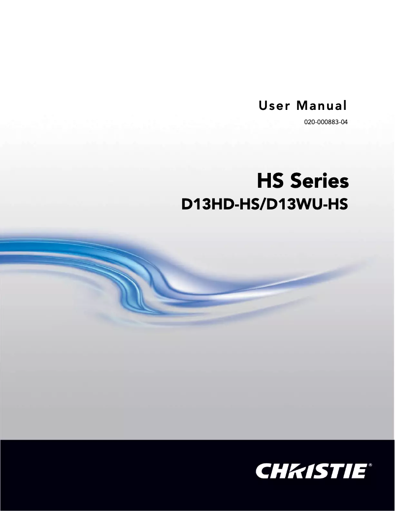 Page n°1 - Manuel utilisateur Christie D13WU-HS