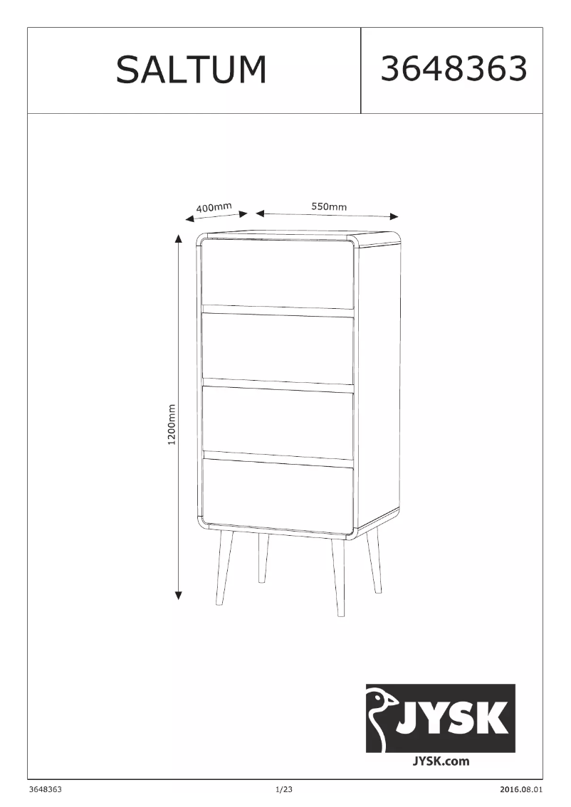 Image de la première page du manuel de l'appareil Saltum (55x120x40)