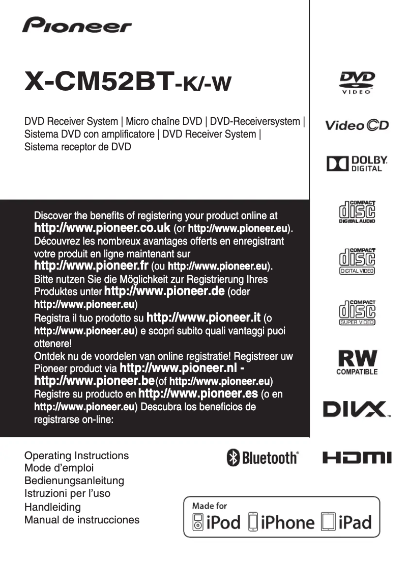 Page 1 de la notice Manuel utilisateur Pioneer X-CM52BT-W
