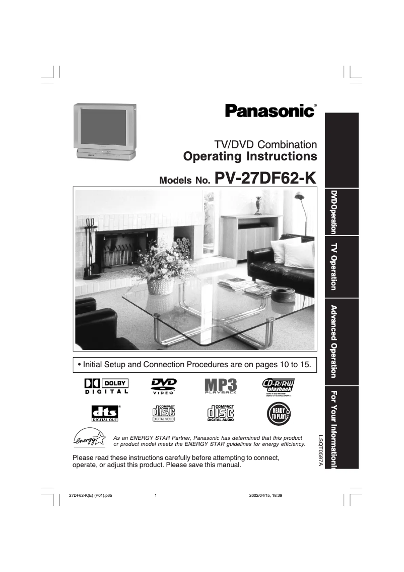 Image de la première page du manuel de l'appareil PV-27DF62-K