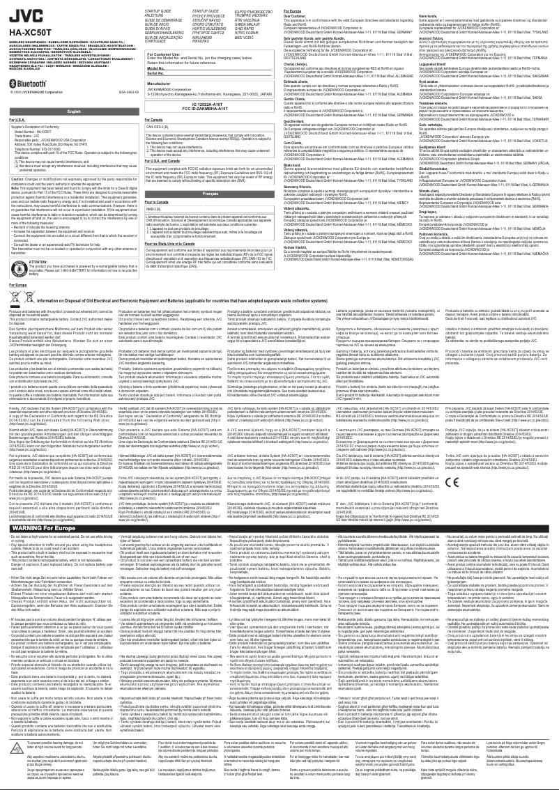 Image de la première page du manuel de l'appareil HA-XC50T