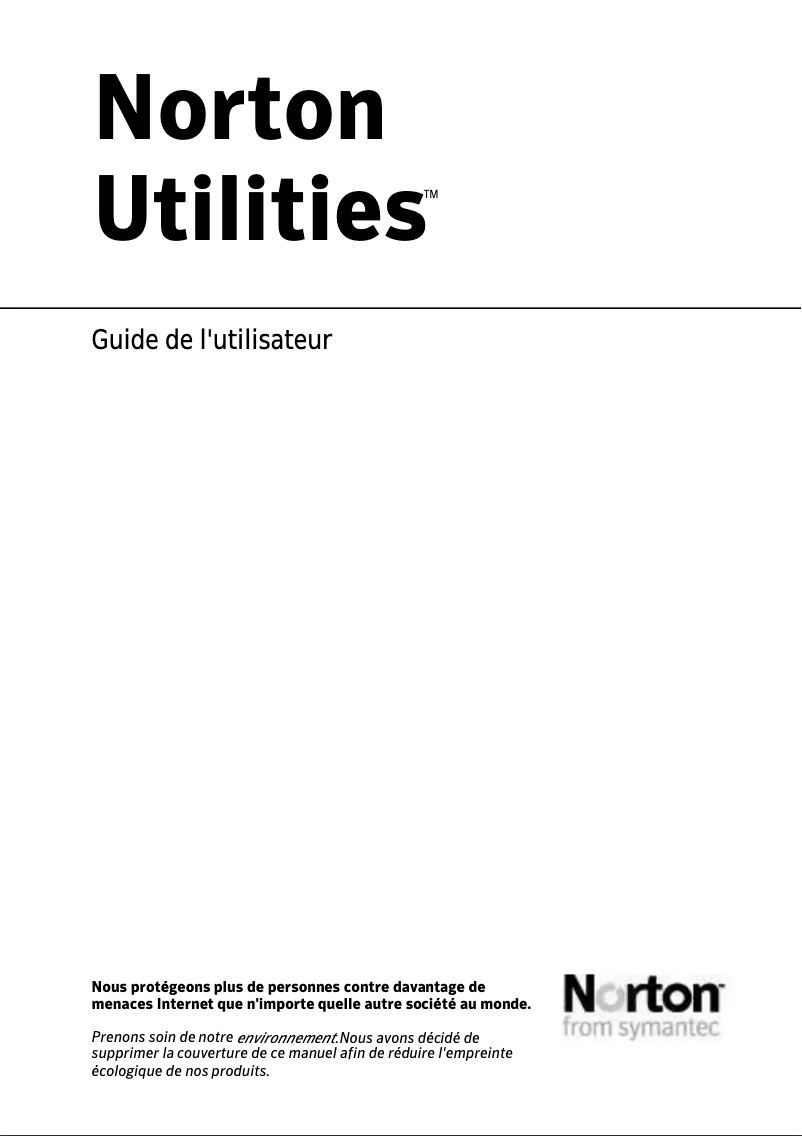 Page n°1 - Manuel utilisateur Symantec Norton Utilities