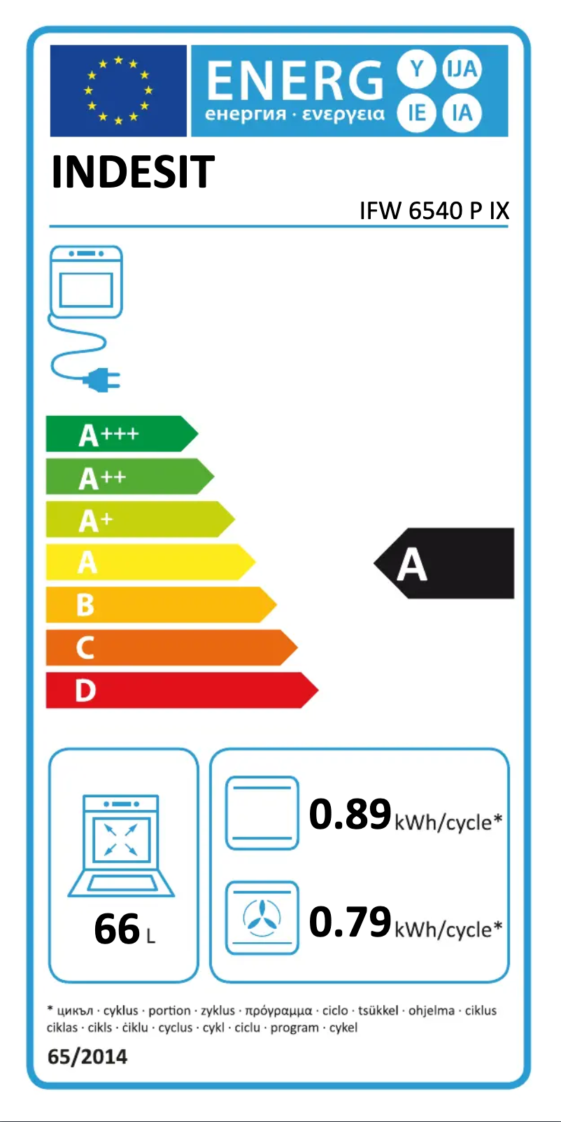 Page n°1 - Label énergétique Indesit IFW 6540 P IX