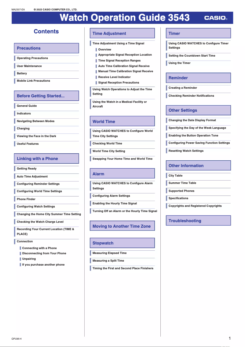 Page 1 de la notice Manuel utilisateur Casio G-Shock DW-5000