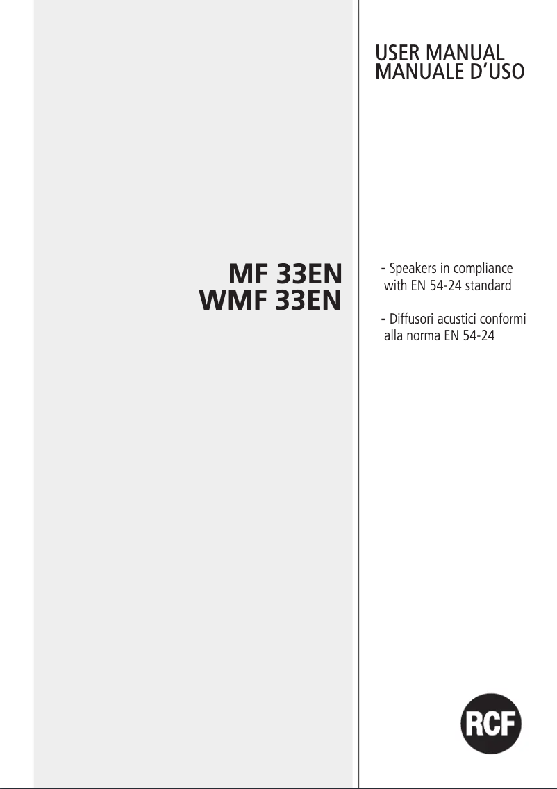 Page 1 de la notice Manuel utilisateur RCF MF 33EN