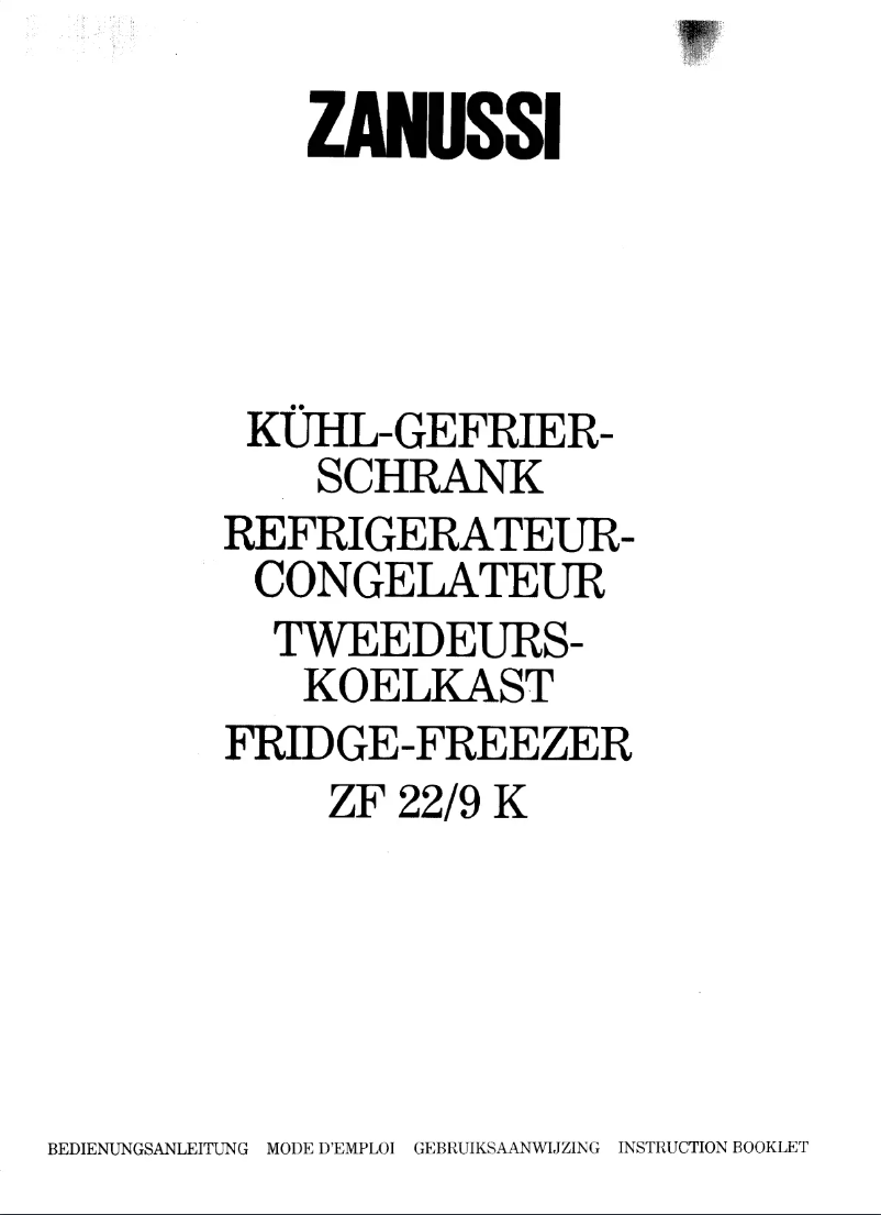 Page n°1 - Manuel utilisateur Zanussi ZF 22/9k