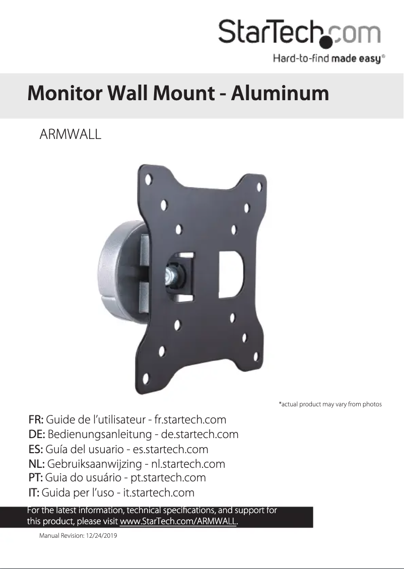 Page n°1 - Manuel utilisateur StarTech.com ARMWALL