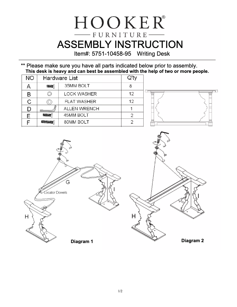 Page 1 de la notice Manuel utilisateur Hooker 5751-10458-95
