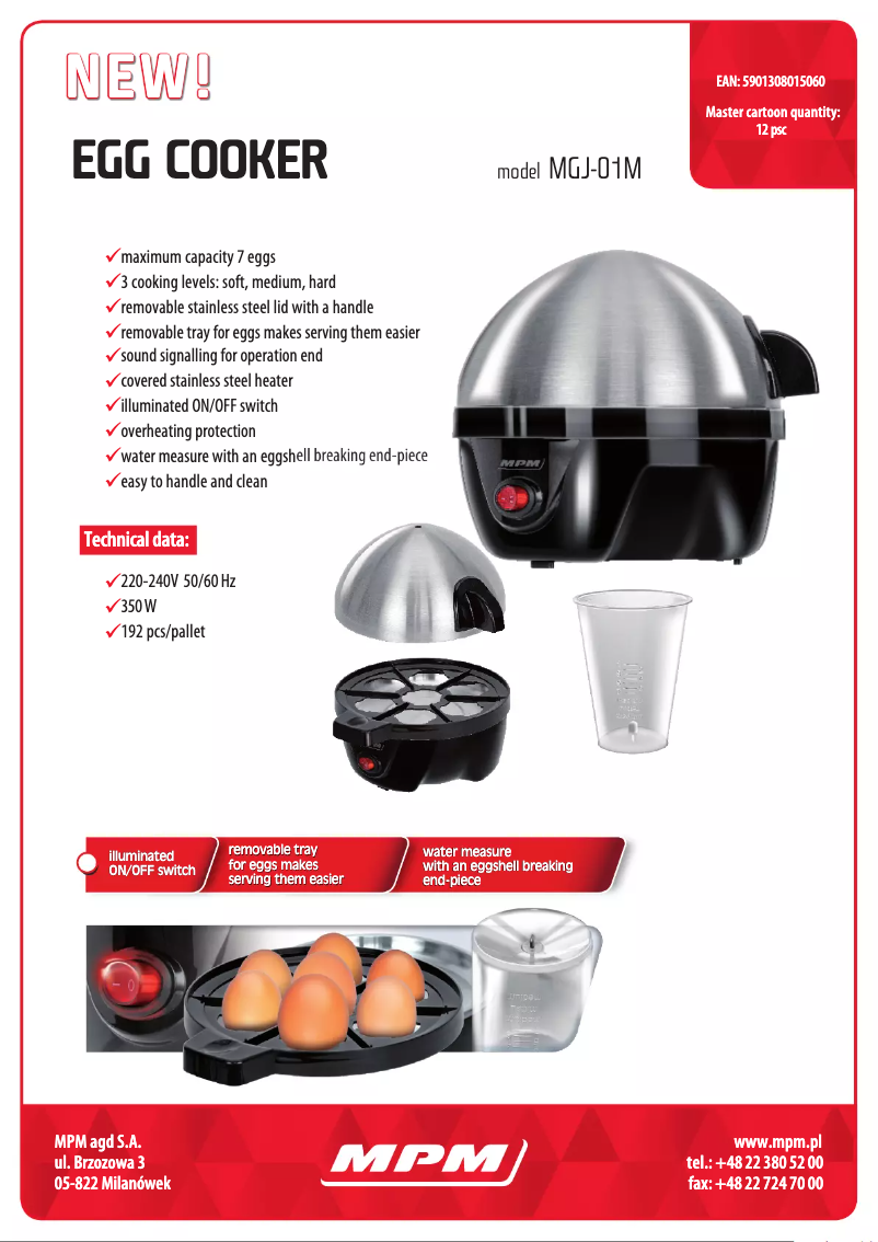 Page 1 de la notice Fiche technique MPM MGJ-01M