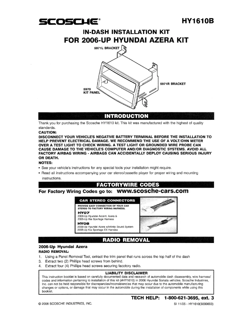 Page 1 de la notice Manuel utilisateur Scosche HY1610B
