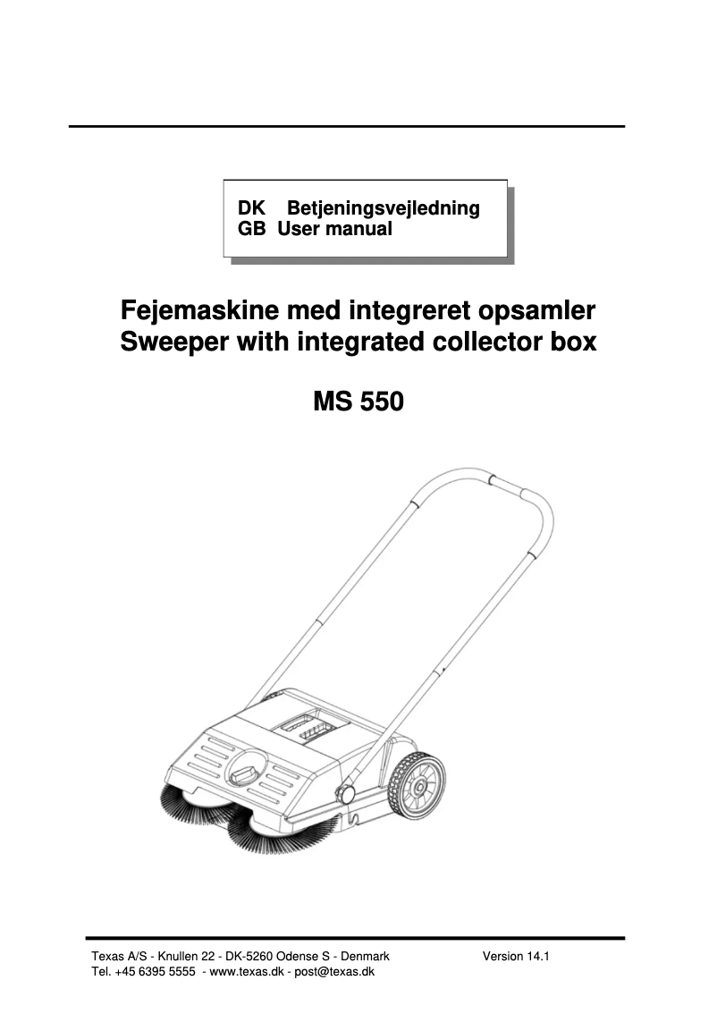 Image de la première page du manuel de l'appareil Sweeper MS550
