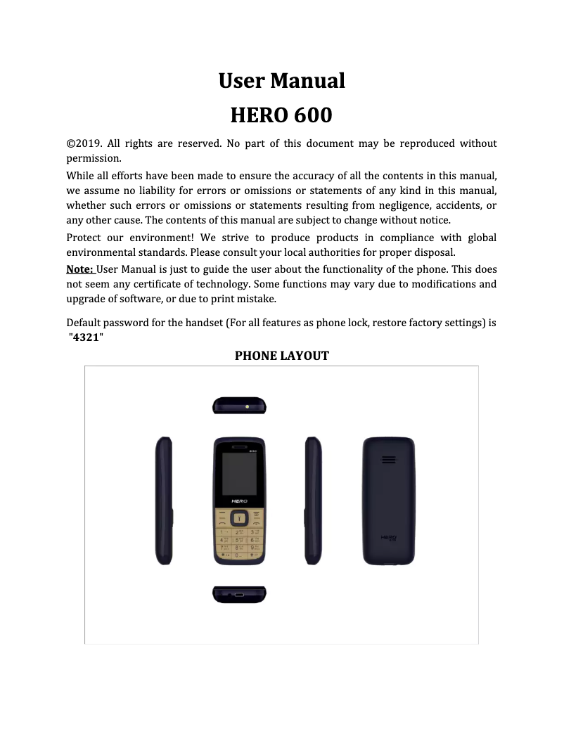 Image de la première page du manuel de l'appareil Hero 600