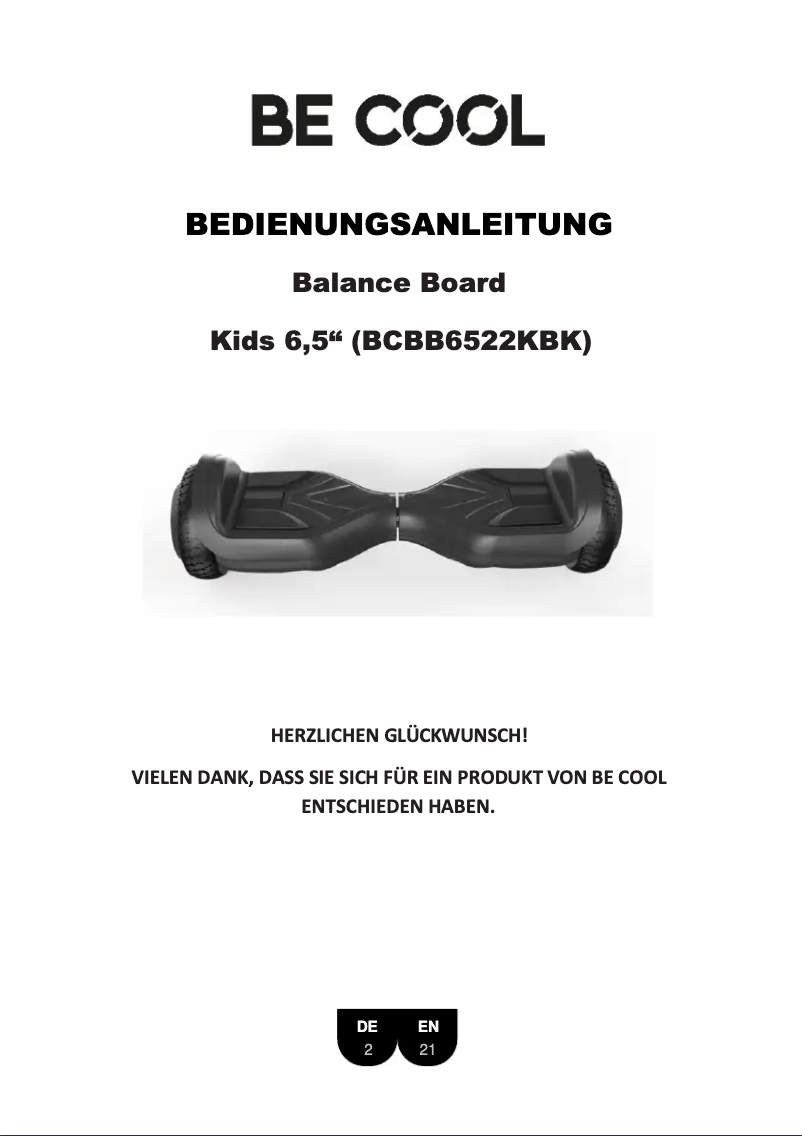 Page n°1 - Manuel utilisateur Be Cool BCBB6522KBK