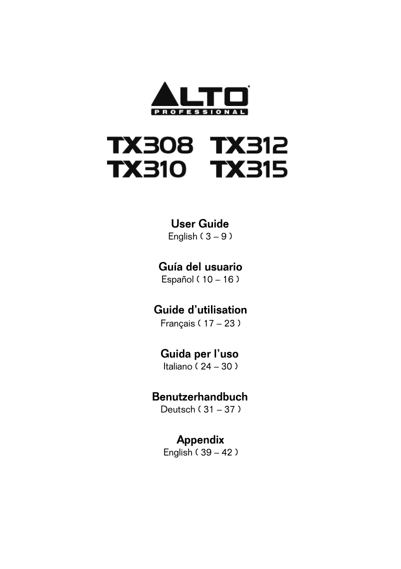 Image de la première page du manuel de l'appareil TX310