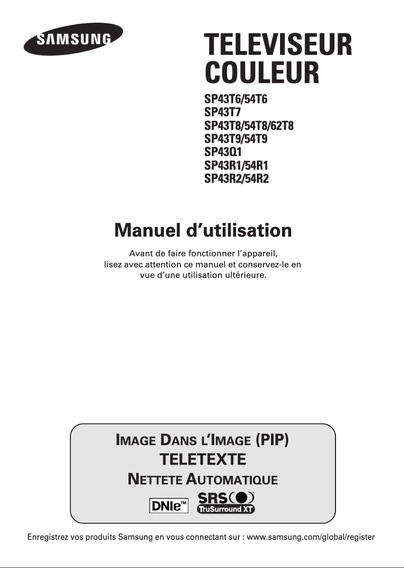 Page 1 de la notice Manuel utilisateur Samsung SP-43T9HE