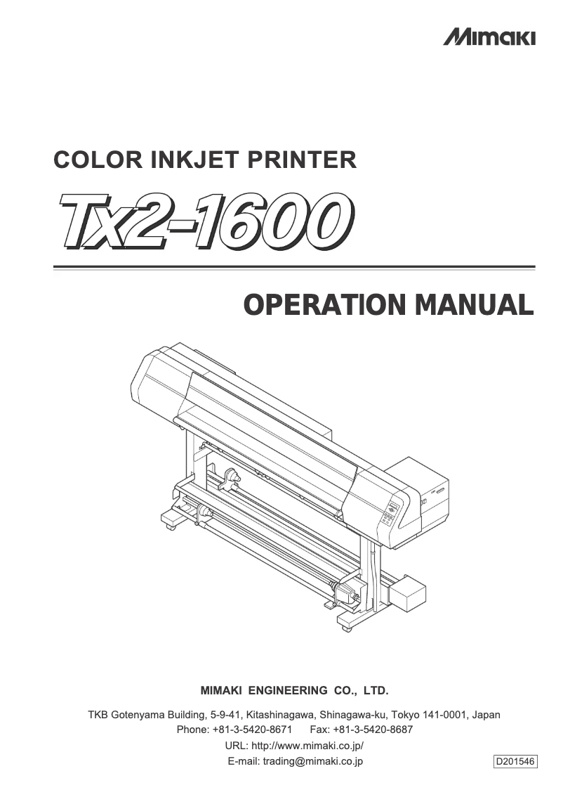 Page 1 de la notice Manuel utilisateur Mimaki Tx2-1600