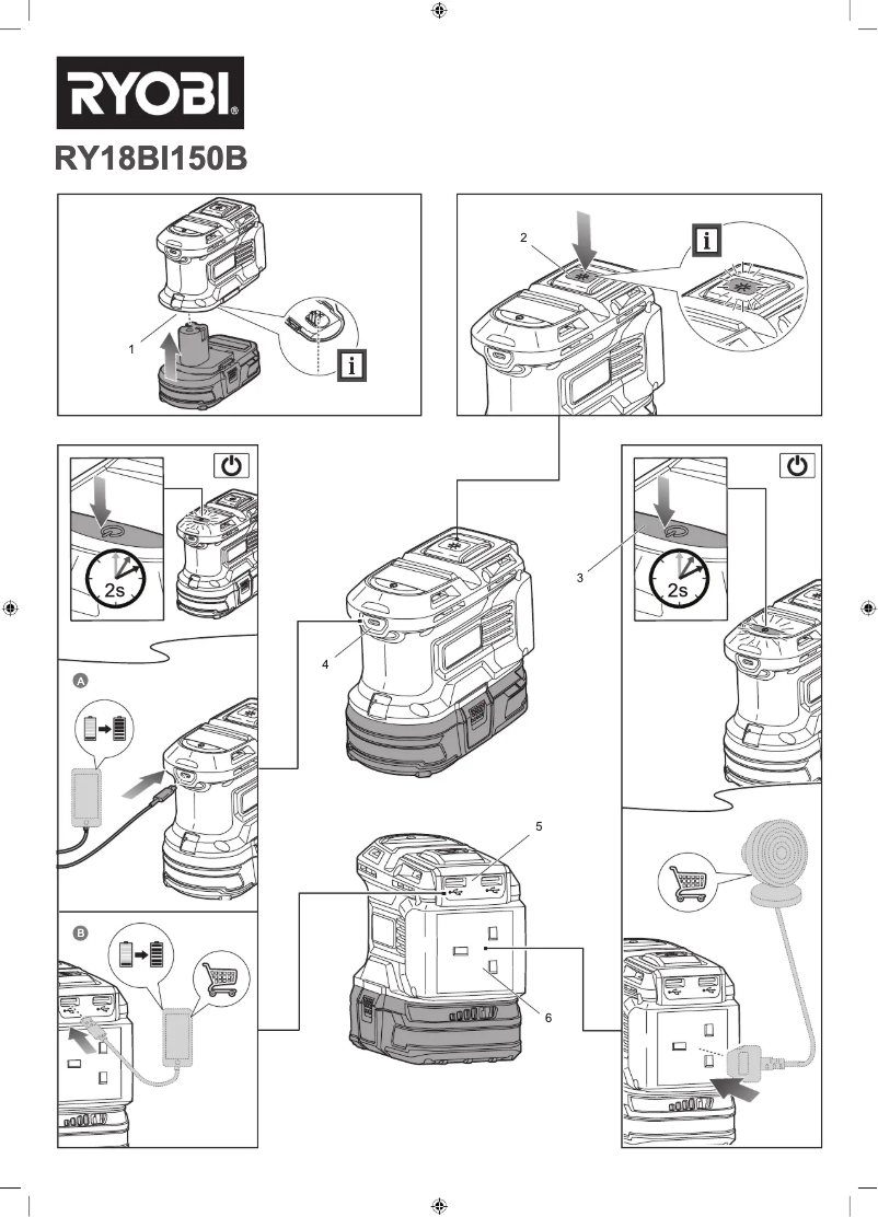 Page 1 de la notice Manuel utilisateur RYOBI One+ RY18BI150B