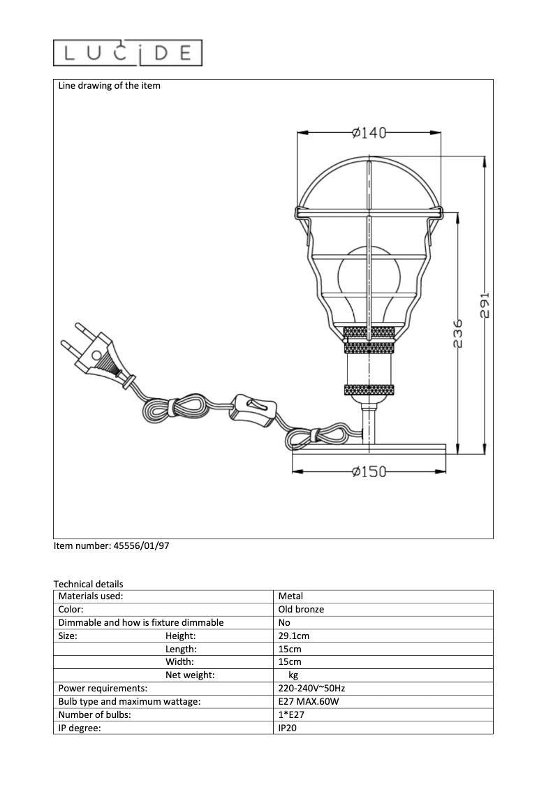 Page 1 de la notice Manuel utilisateur Lucide Zych