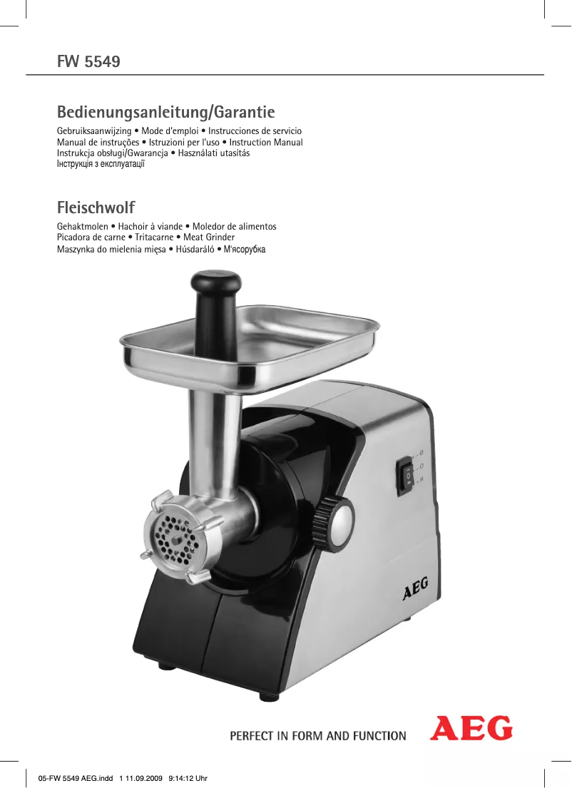 Page 1 de la notice Manuel utilisateur AEG FW 5549