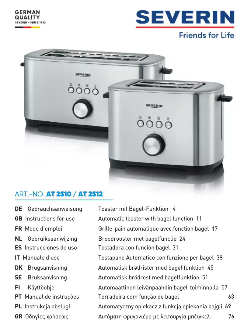 Page 1 de la notice Manuel utilisateur Severin AT 1510