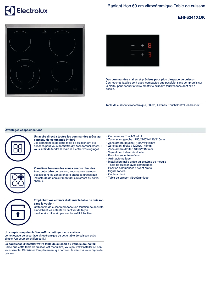 Image de la première page du manuel de l'appareil EHF6241XOK