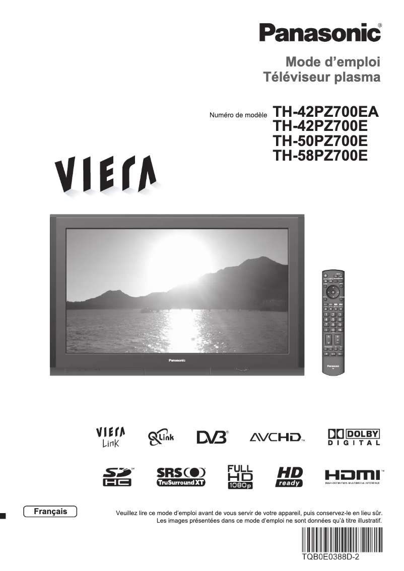 Page 1 de la notice Manuel utilisateur Panasonic TH-42PZ700E