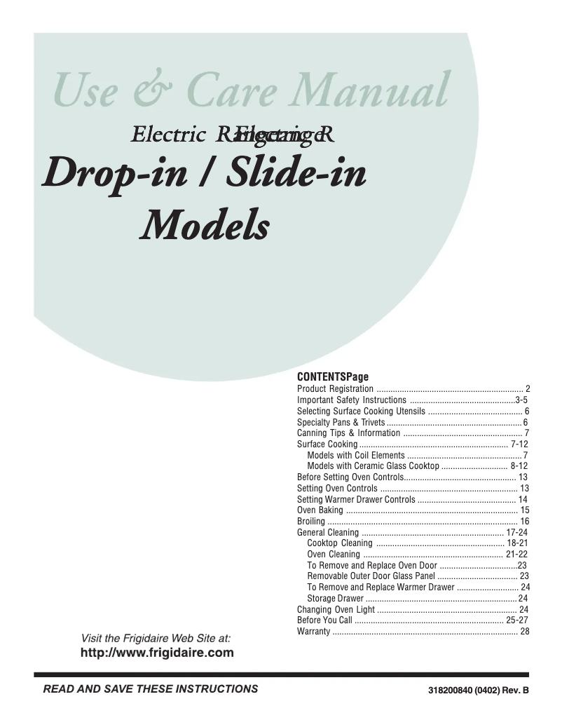 Page 1 de la notice Manuel utilisateur Frigidaire GLES388DB