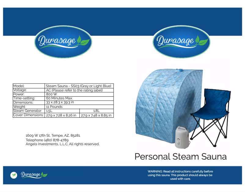 Page 1 de la notice Manuel utilisateur Durasage SS03