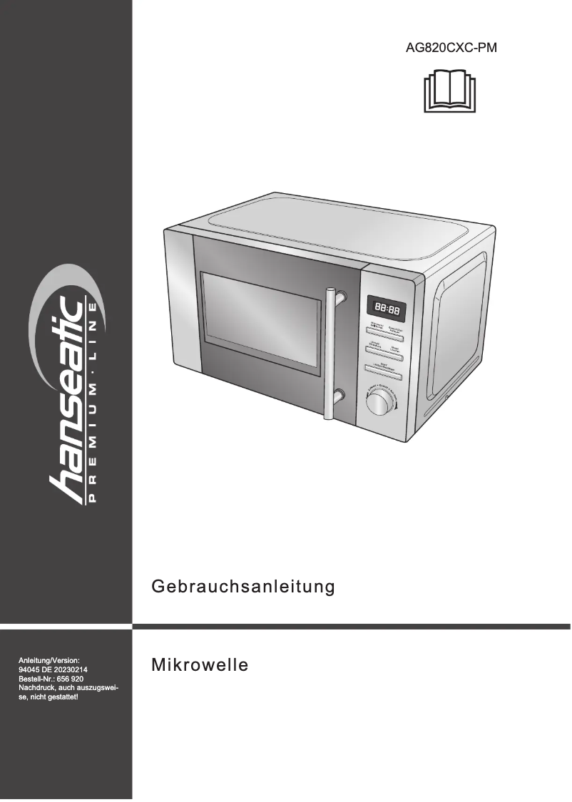 Image de la première page du manuel de l'appareil AG820CXC-PM