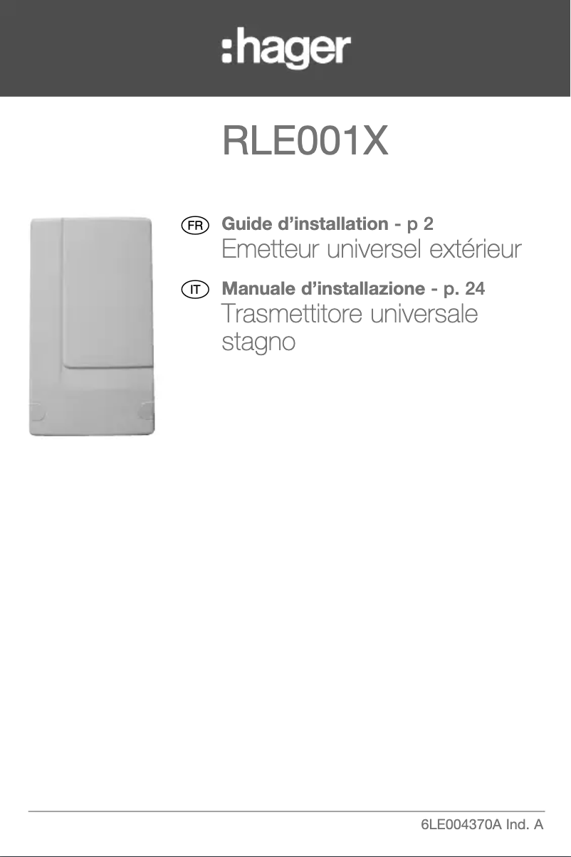 Page n°1 - Manuel utilisateur Hager RLE001X