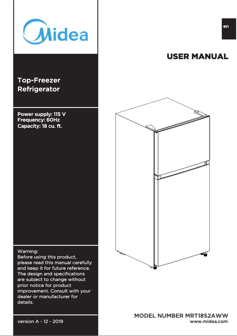 Image de la première page du manuel de l'appareil MRT18S2AWW