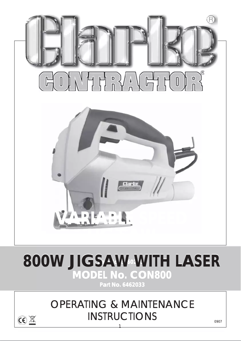 Page n°1 - Manuel utilisateur Clarke CON800