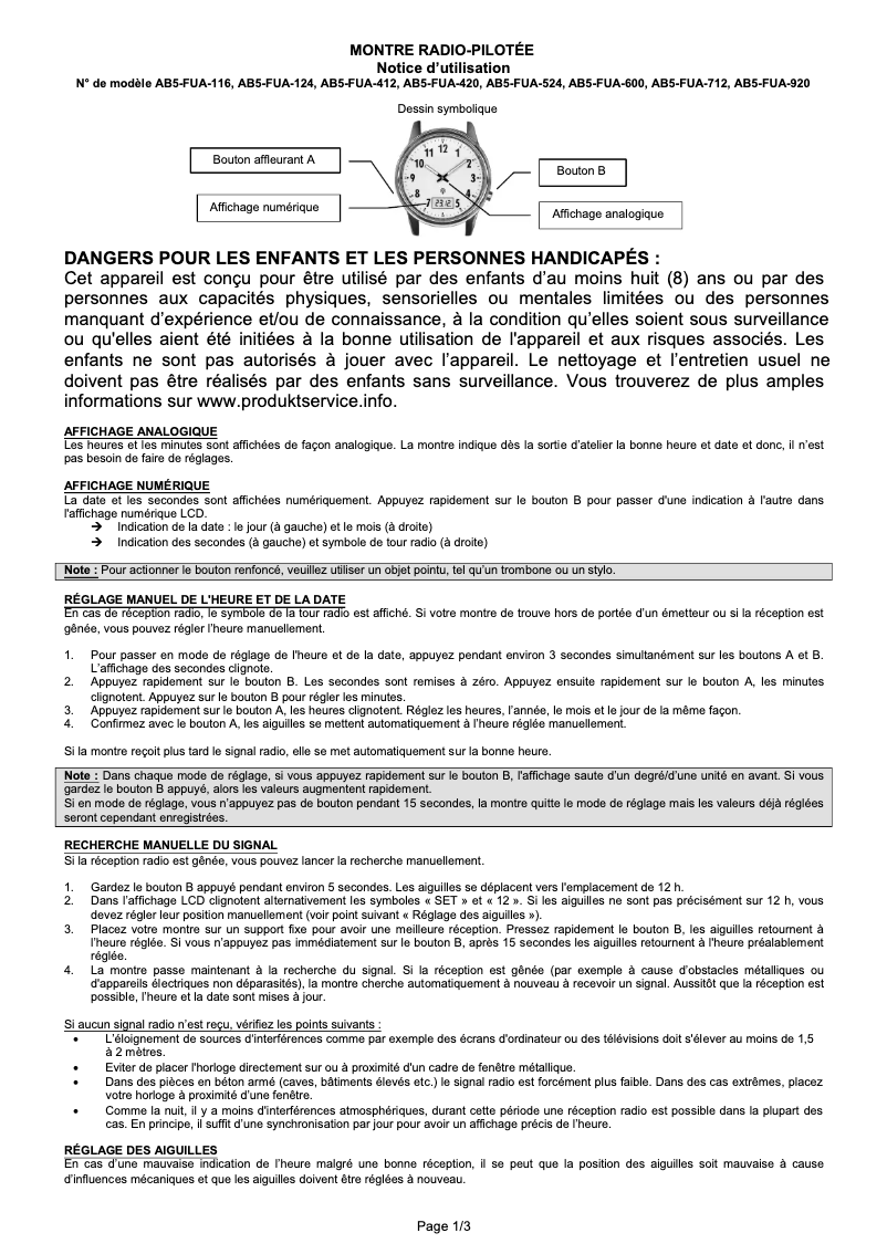 Page n°1 - Manuel utilisateur Ascot AB5-FUA-524