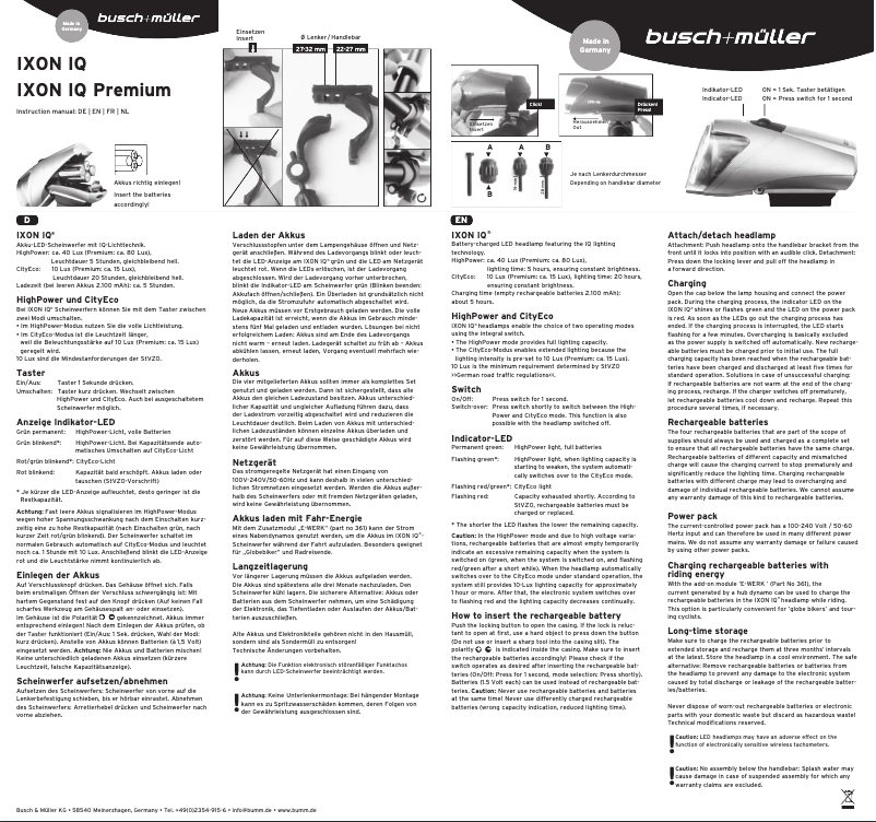 Página 1 del manual Manual de usuario Busch + Müller IXON IQ Premium