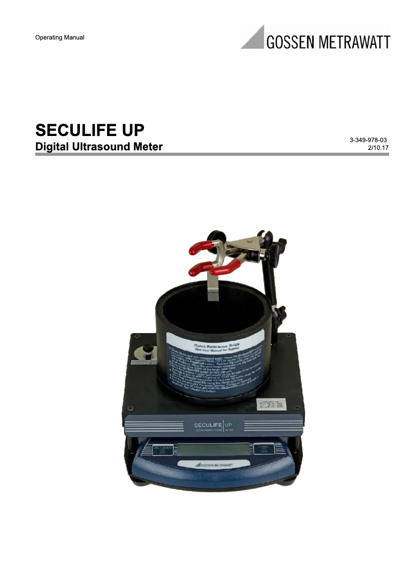 Page 1 de la notice Manuel utilisateur Gossen Metrawatt SECULIFE UP