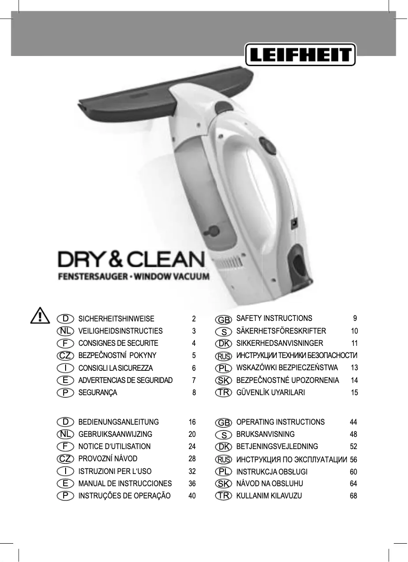 Page 1 de la notice Manuel utilisateur Leifheit Dry & Clean 51000