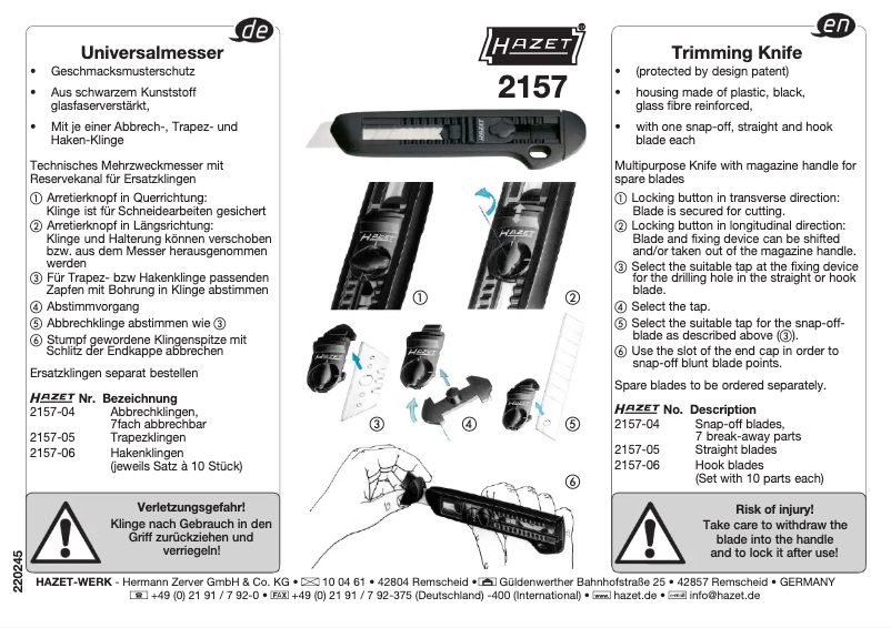 Page n°1 - Manuel utilisateur Hazet 2157