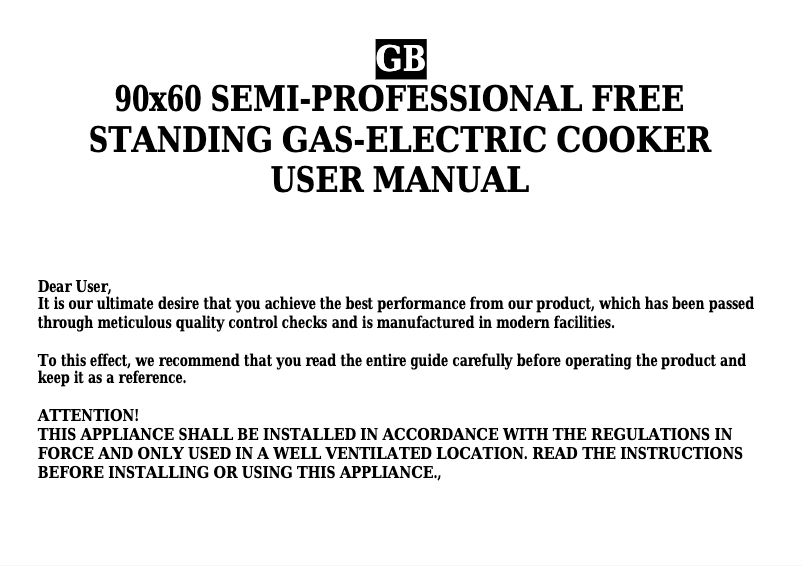 Page 1 de la notice Manuel utilisateur Vitrokitchen CB9060IB